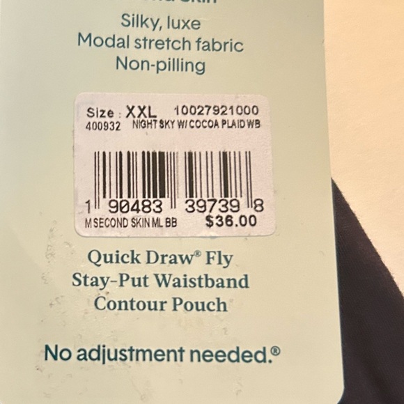 Tommy John Second Skin Boxer Briefs Night Sky Cocoa Plaid WB XXL NWT - Picture 5 of 5